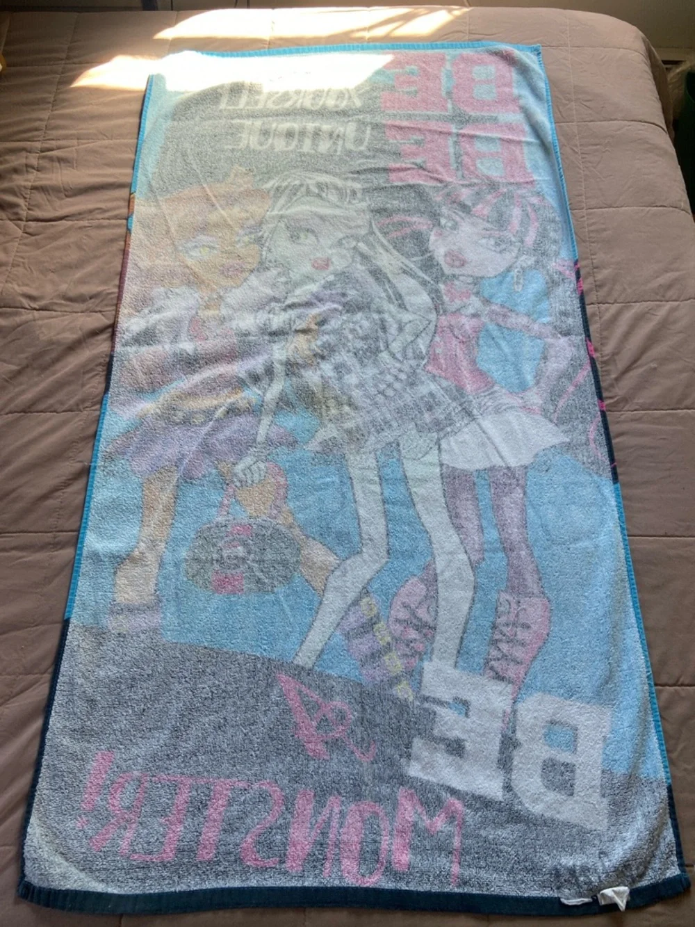 RARE Monster High Beach Towel - Blue, Pink, Purple